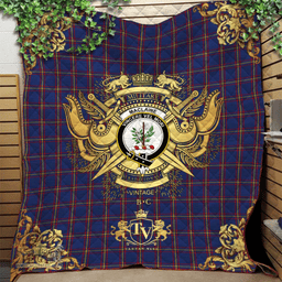 Scottish MacLaine of Lochbuie Clan Tartan Quilt - Military Logo Style Scottish Plaid Tartan Plaid