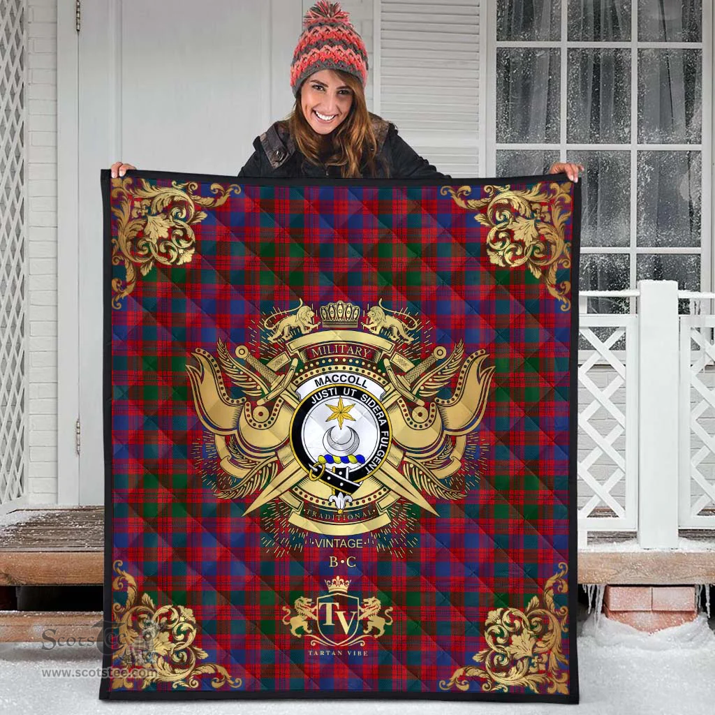 Scottish MacColl Ancient Clan Tartan Quilt - Military Logo Style Scottish Plaid Tartan Plaid