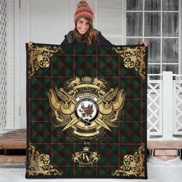 Scottish MacKinnon Hunting 03 Clan Tartan Quilt - Military Logo Style Scottish Plaid Tartan Plaid