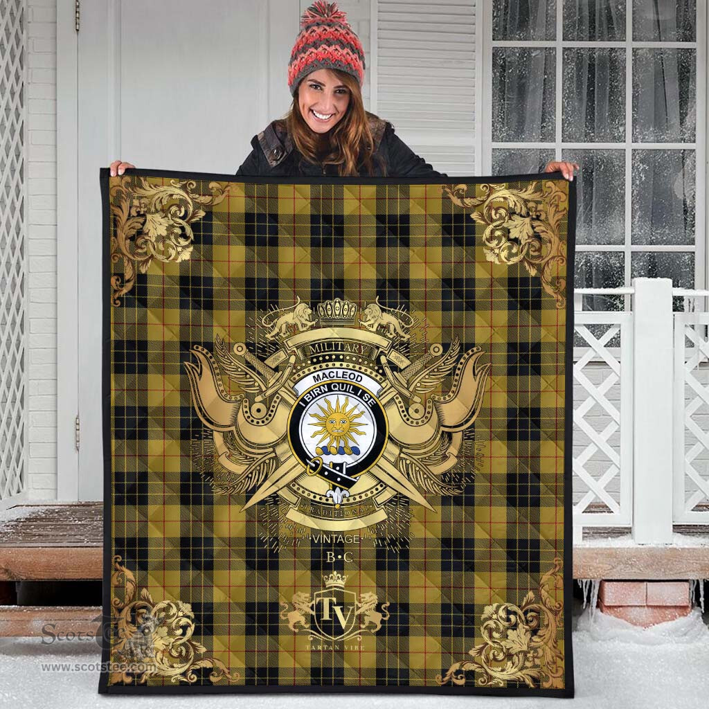 Scottish MacLeod of Lewis Vestiarium Scoticum Clan Tartan Quilt - Military Logo Style Scottish Plaid Tartan Plaid