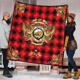 Scottish MacIver Modern Clan Tartan Quilt - Military Logo Style Scottish Plaid Tartan Plaid