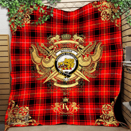 Scottish MacIver Modern Clan Tartan Quilt - Military Logo Style Scottish Plaid Tartan Plaid