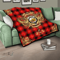 Scottish MacIver Modern Clan Tartan Quilt - Military Logo Style Scottish Plaid Tartan Plaid
