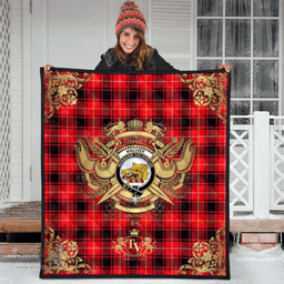Scottish MacIver Modern Clan Tartan Quilt - Military Logo Style Scottish Plaid Tartan Plaid