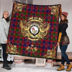 Scottish MacDonald of Boisdale Clan Tartan Quilt - Military Logo Style Scottish Plaid Tartan Plaid