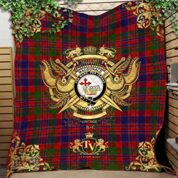 Scottish MacDonald of Boisdale Clan Tartan Quilt - Military Logo Style Scottish Plaid Tartan Plaid