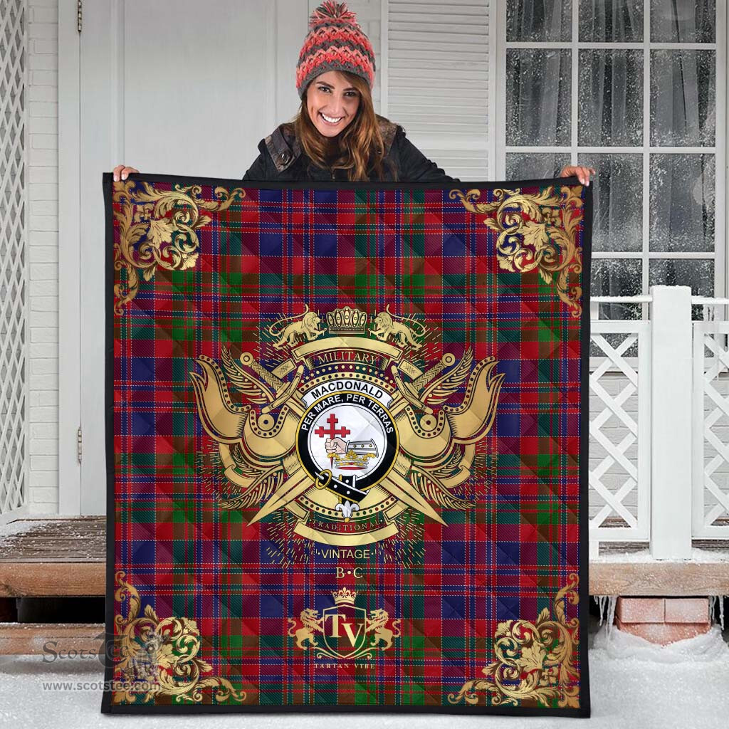 Scottish MacDonald of Boisdale Clan Tartan Quilt - Military Logo Style Scottish Plaid Tartan Plaid