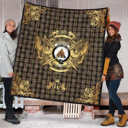 Scottish MacKenzie Hunting Clan Tartan Quilt - Military Logo Style Scottish Plaid Tartan Plaid