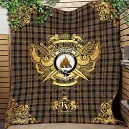 Scottish MacKenzie Hunting Clan Tartan Quilt - Military Logo Style Scottish Plaid Tartan Plaid