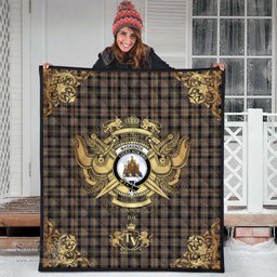 Scottish MacKenzie Hunting Clan Tartan Quilt - Military Logo Style Scottish Plaid Tartan Plaid