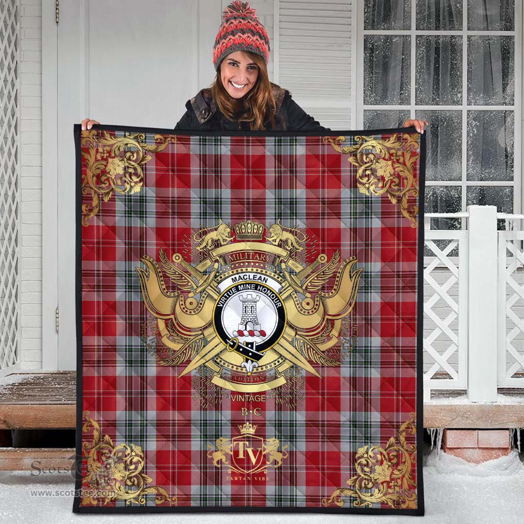 Scottish MacLean of Duart Dress 02 Clan Tartan Quilt - Military Logo Style Scottish Plaid Tartan Plaid