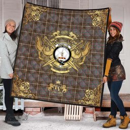Scottish MacIntyre Hunting Weathered Clan Tartan Quilt - Military Logo Style Scottish Plaid Tartan Plaid