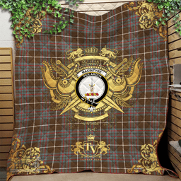 Scottish MacIntyre Hunting Weathered Clan Tartan Quilt - Military Logo Style Scottish Plaid Tartan Plaid