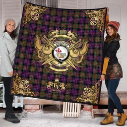 Scottish MacDonald Modern Clan Tartan Quilt - Military Logo Style Scottish Plaid Tartan Plaid