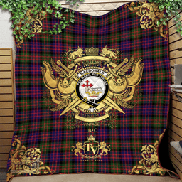 Scottish MacDonald Modern Clan Tartan Quilt - Military Logo Style Scottish Plaid Tartan Plaid