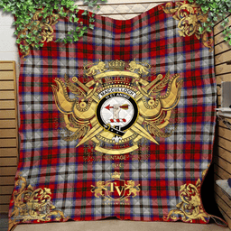 Scottish MacCulloch Dress Clan Tartan Quilt - Military Logo Style Scottish Plaid Tartan Plaid