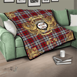 Scottish MacCulloch Dress Clan Tartan Quilt - Military Logo Style Scottish Plaid Tartan Plaid