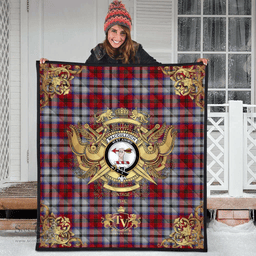Scottish MacCulloch Dress Clan Tartan Quilt - Military Logo Style Scottish Plaid Tartan Plaid