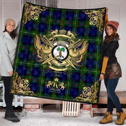 Scottish MacEwen - MacEwan 02 Clan Tartan Quilt - Military Logo Style Scottish Plaid Tartan Plaid