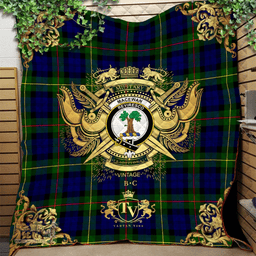 Scottish MacEwen - MacEwan 02 Clan Tartan Quilt - Military Logo Style Scottish Plaid Tartan Plaid