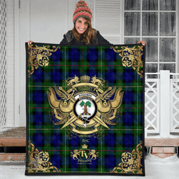 Scottish MacEwen - MacEwan 02 Clan Tartan Quilt - Military Logo Style Scottish Plaid Tartan Plaid