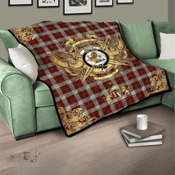 Scottish MacFie Dress Clan Tartan Quilt - Military Logo Style Scottish Plaid Tartan Plaid