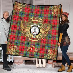 Scottish MacLean of Duart Modern Clan Tartan Quilt - Military Logo Style Scottish Plaid Tartan Plaid