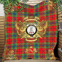 Scottish MacLean of Duart Modern Clan Tartan Quilt - Military Logo Style Scottish Plaid Tartan Plaid
