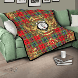 Scottish MacLean of Duart Modern Clan Tartan Quilt - Military Logo Style Scottish Plaid Tartan Plaid