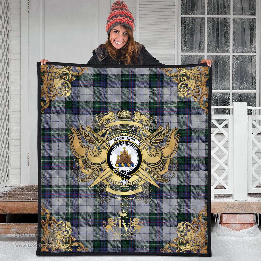 Scottish MacKenzie Dress 03 Clan Tartan Quilt - Military Logo Style Scottish Plaid Tartan Plaid