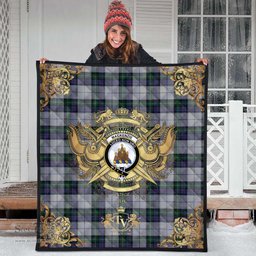 Scottish MacKenzie Dress 03 Clan Tartan Quilt - Military Logo Style Scottish Plaid Tartan Plaid