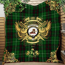 Scottish MacAulay of Lewis Clan Tartan Quilt - Military Logo Style Scottish Plaid Tartan Plaid