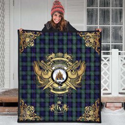 Scottish MacKenzie Hunting Green Clan Tartan Quilt - Military Logo Style Scottish Plaid Tartan Plaid