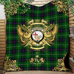 Scottish MacDonald of The Isles Clan Tartan Quilt - Military Logo Style Scottish Plaid Tartan Plaid