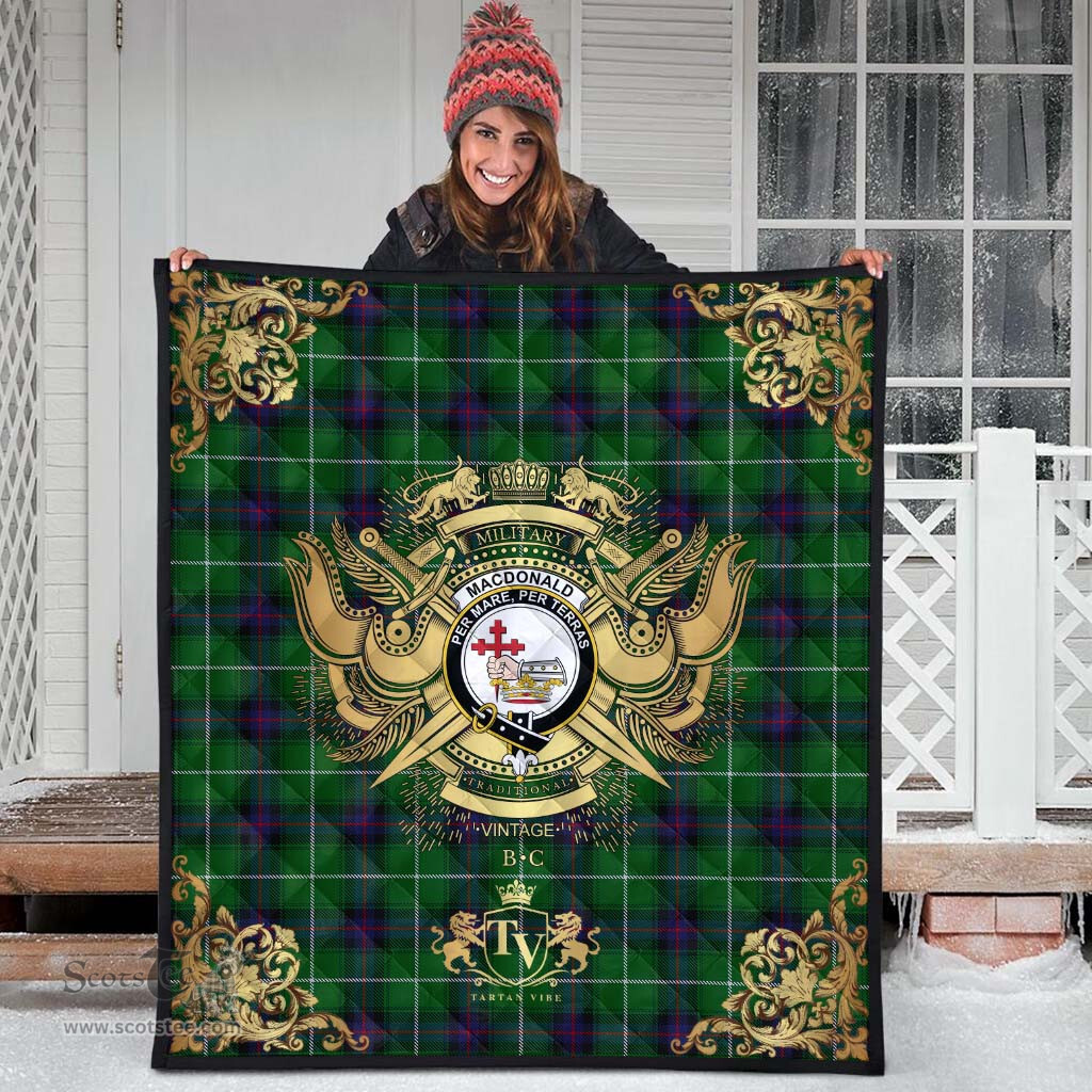 Scottish MacDonald of The Isles Clan Tartan Quilt - Military Logo Style Scottish Plaid Tartan Plaid