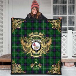 Scottish MacDonald of The Isles Clan Tartan Quilt - Military Logo Style Scottish Plaid Tartan Plaid