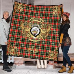 Scottish MacLachlan Hunting Modern Clan Tartan Quilt - Military Logo Style Scottish Plaid Tartan Plaid
