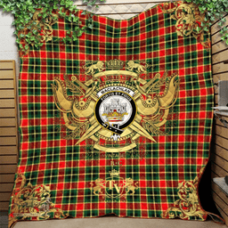 Scottish MacLachlan Hunting Modern Clan Tartan Quilt - Military Logo Style Scottish Plaid Tartan Plaid