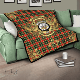 Scottish MacLachlan Hunting Modern Clan Tartan Quilt - Military Logo Style Scottish Plaid Tartan Plaid
