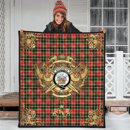 Scottish MacLachlan Hunting Modern Clan Tartan Quilt - Military Logo Style Scottish Plaid Tartan Plaid
