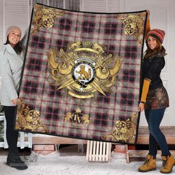 Scottish MacPherson Hunting Ancient Clan Tartan Quilt - Military Logo Style Scottish Plaid Tartan Plaid