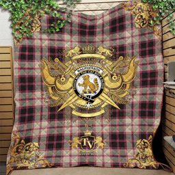 Scottish MacPherson Hunting Ancient Clan Tartan Quilt - Military Logo Style Scottish Plaid Tartan Plaid