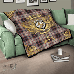 Scottish MacPherson Hunting Ancient Clan Tartan Quilt - Military Logo Style Scottish Plaid Tartan Plaid