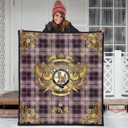 Scottish MacPherson Hunting Ancient Clan Tartan Quilt - Military Logo Style Scottish Plaid Tartan Plaid