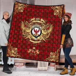 Scottish MacDonell of Keppoch 04 Clan Tartan Quilt - Military Logo Style Scottish Plaid Tartan Plaid