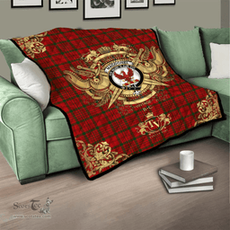 Scottish MacDonell of Keppoch 04 Clan Tartan Quilt - Military Logo Style Scottish Plaid Tartan Plaid