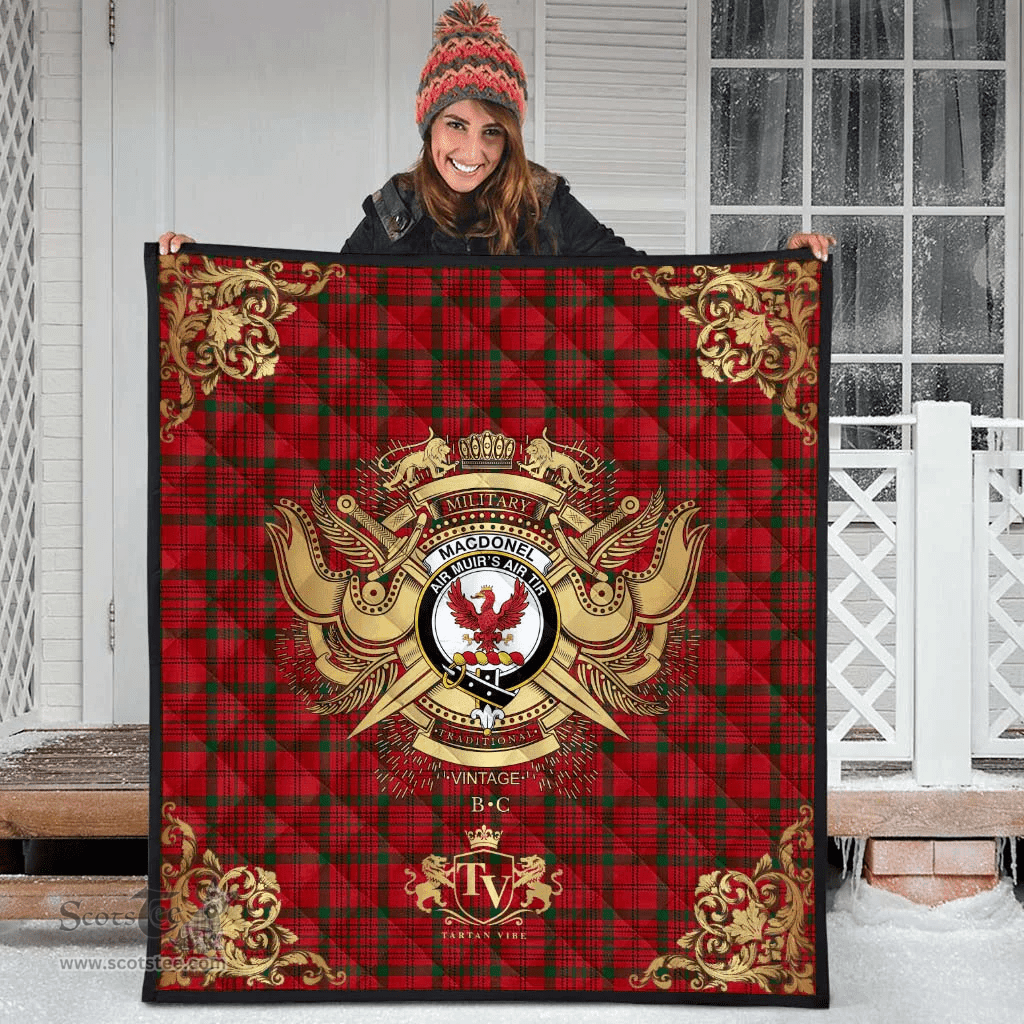 Scottish MacDonell of Keppoch 04 Clan Tartan Quilt - Military Logo Style Scottish Plaid Tartan Plaid