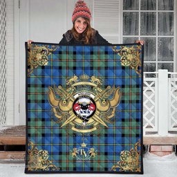 Scottish MacLeod of Harris Ancient Clan Tartan Quilt - Military Logo Style Scottish Plaid Tartan Plaid