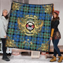 Scottish MacLeod of Harris Ancient Clan Tartan Quilt - Military Logo Style Scottish Plaid Tartan Plaid