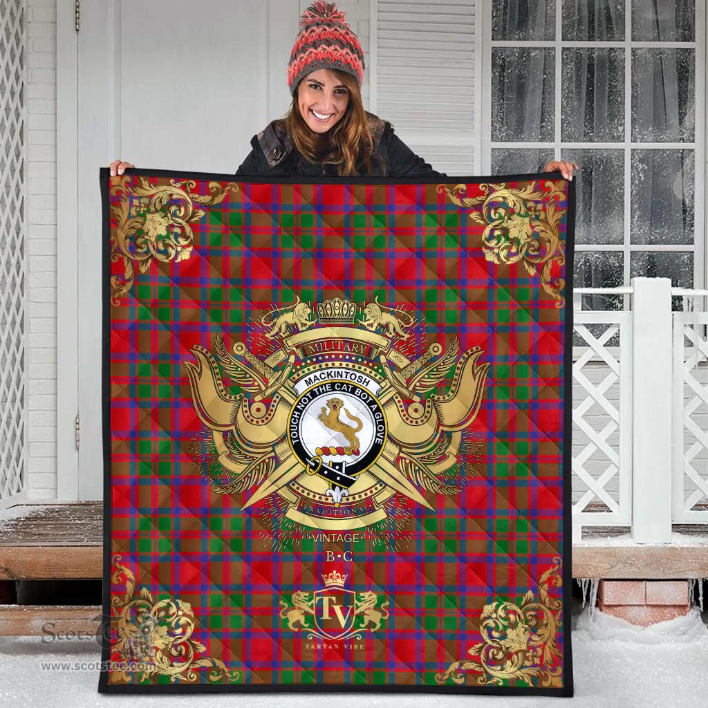 Scottish MacKintosh Modern Clan Tartan Quilt - Military Logo Style Scottish Plaid Tartan Plaid